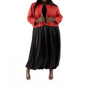 NEW SANTE GRACE barre collarless leather jacket in cherry red